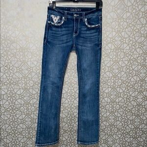 Grace Blue Straight Leg Jeans Classic Style
